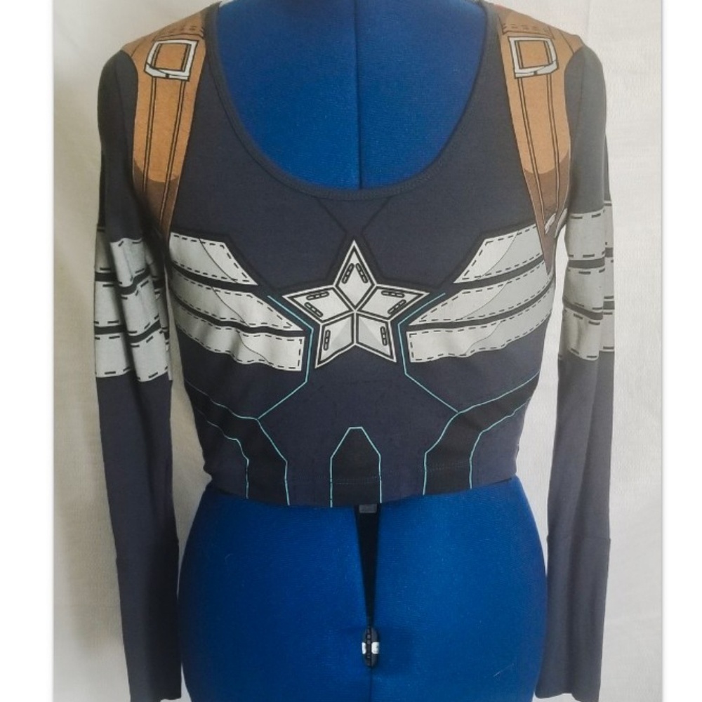 Captian America Crop Top Costume Shirt